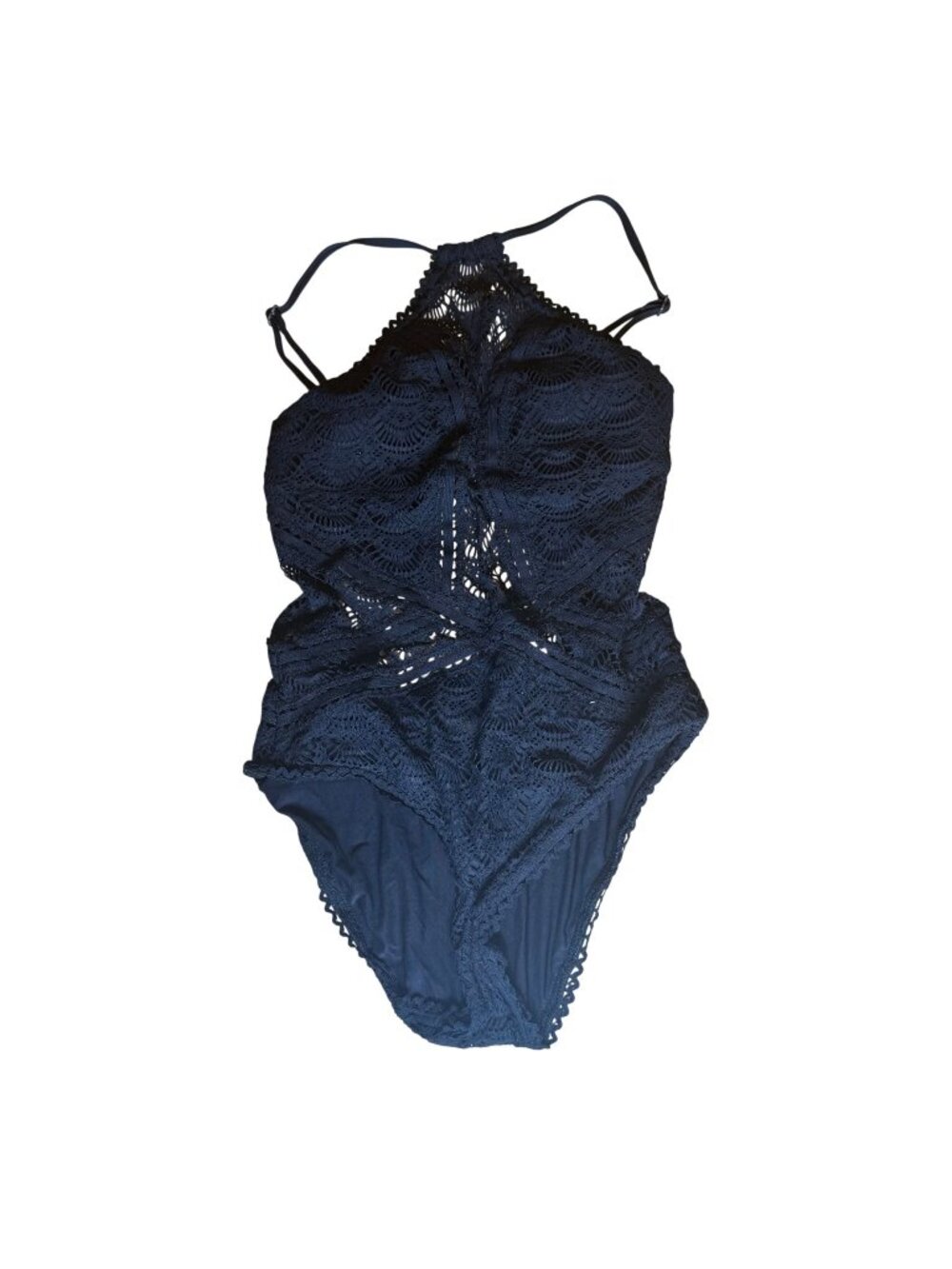Becca Crochet One-Piece Swimsuit Black Size Small